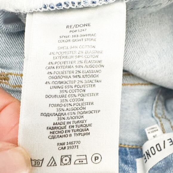 Re/Done 90's High Rise Ankle Crops Denim Jeans 163-3WHRAC Light Stone Size 24 - Picture 10 of 10